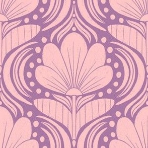 Whimsical Abstract Floral Block Print in an Ogee Layout_Dark Lilac (Medium)