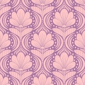 Whimsical Abstract Floral Block Print in an Ogee Layout_Dark Lilac (Small)