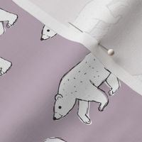Little polar bear - white bear mother and cub on vintage purple