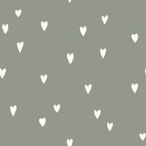 Sage Hearts - Valentine, Girl Nursery, Baby Bedding, Heart Wallpaper