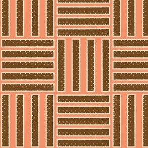 Ruled tile coral  chocolate // ruler pattern with tiled squares for teachers, office, school room, classroom, homeschool room