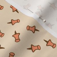 Scattered tacks coral chocolate // cute pink and brown tacks for studio, schoolroom, office, teachers