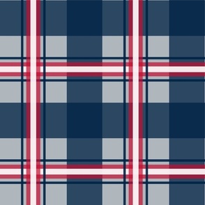 Small Plaid nautical blue 002244, plain red c60c30, white, plain silver b0b7bc