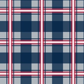 Mini Plaid nautical blue 002244, plain red c60c30, white, plain silver b0b7bc