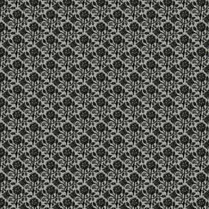 Tudor Rose Block Print - Black on Taupe 6"x4.5"