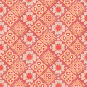Textured Minton inspired tiles in peach tones