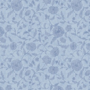 Vintage Floral - blue linen texture