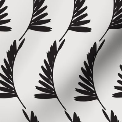 Jungle Leaf Vertical Stripe - Black and Off White