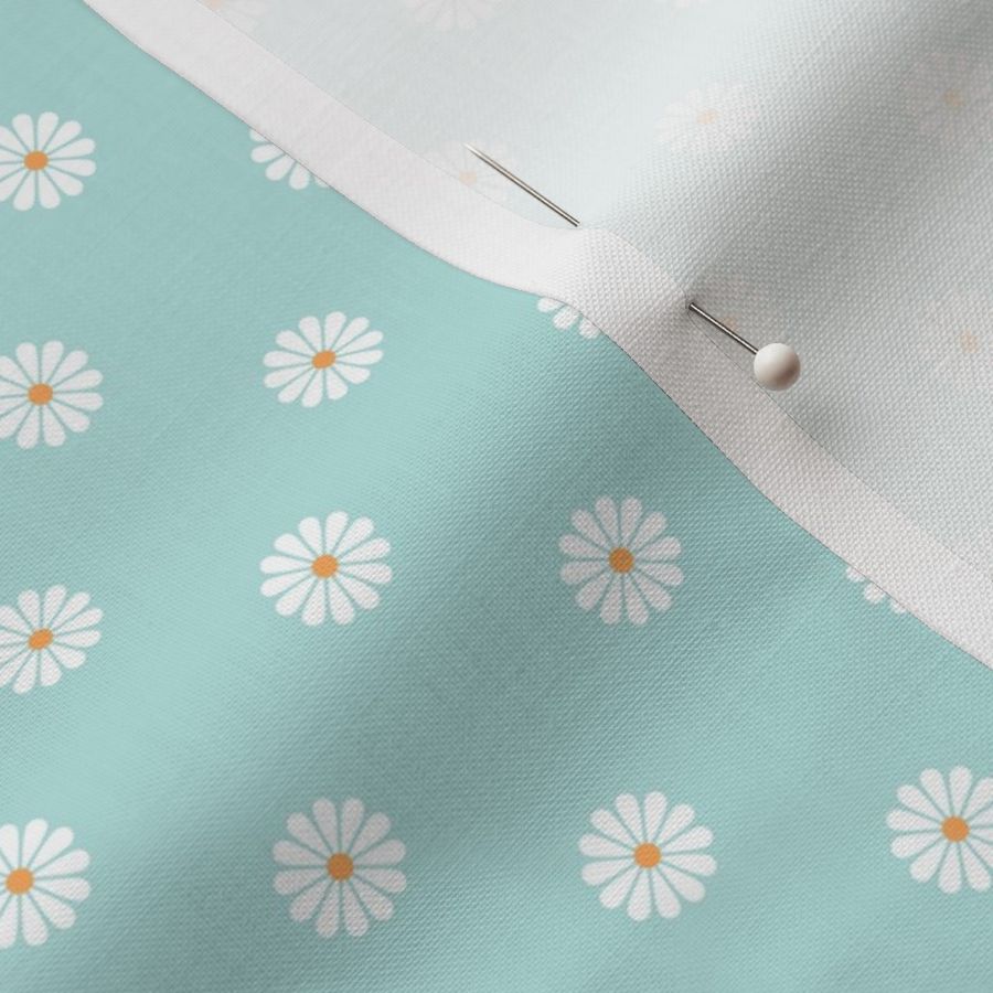 Fresh Daisies  - White on Blue - Mini