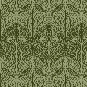 Voysey's Birds in a Thicket, olive green
