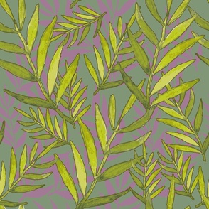 Palm leaf on purple