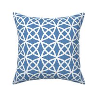 Navy Geometric with Interlocking Circles in Light Navy and White - Large - Hamptons Geometric, Geometric Navy,  Coastal Grandmother