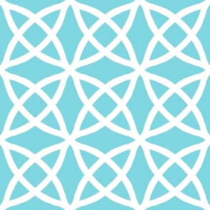 Aquamarine Geometric with Interlocking Circles in Aquamarine and White - Jumbo - Geometric Aquamarine, Tropical Aquamarine, Aquamarine Tropical