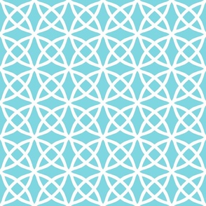 Aquamarine Geometric with Interlocking Circles in Aquamarine and White - Large - Geometric Aquamarine, Tropical Aquamarine, Aquamarine Tropical