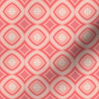 475 -  Small mini scale modern textured soft geometric mosaic tile with warm peachy fuzz, bold corals and soft creams - for kids apparel, children's decor, nursery cot sheets and accessories