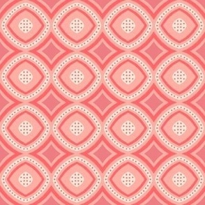 475 -  Small mini scale modern textured soft geometric mosaic tile with warm peachy fuzz, bold corals and soft creams - for kids apparel, children's decor, nursery cot sheets and accessories