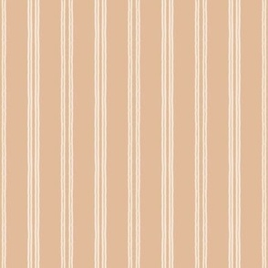 479 -  Small scale new classic French inspired ticking stripe in warm neutral neutral café au lait coffee and creamy off white - organic vertical stripe lines for kids apparel, leggings, tops, dresses and wallpaper, nursery wallpaper, cot sheets and acces