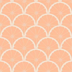 Pink Grapefruit Slices Scallop Pattern Peach Fuzz