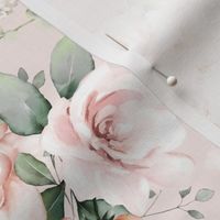 Small - Pink And Blush Watercolor Hand Painted Nostalgic and Romantic Pink Rose and Peony Flower Bouquets 