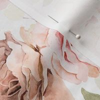 Small - Pink And Blush Watercolor Hand Painted Nostalgic and Romantic Rose and Peony Flower Bouquets 