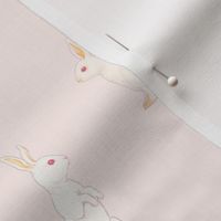 Small  - Cute little White Bunnies in a Pink Easter Spring Meadow 