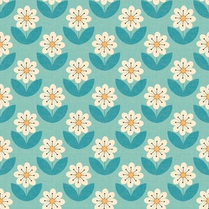 ( M ) geometric retro acquamarine daisies 