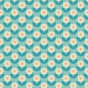 ( S ) geometric retro acquamarine daisies