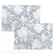 Blue Floral Nursery Print Girls Fabric Silhouette 