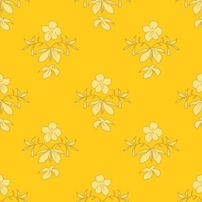 Sunshine Yellow Ornate Floral Print Ditsy