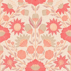 Eclectic Floral Pattern in the Pantone color of the year 2024 - Peach Fuzz