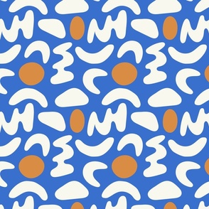 (M) Modern Playful Abstract Shapes Blue