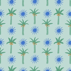 (M) Palmtree and happy sun Mint/ Green