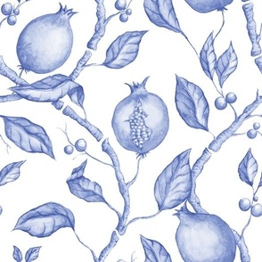 Pomegranates Blue and White