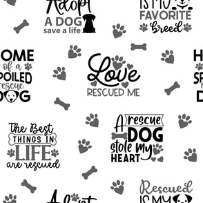 Rescue Puppy Dog Gray Paw Prints Hearts