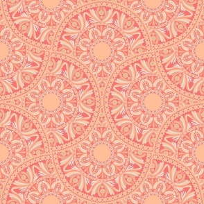 12” Parfait Peach Plethora Dot Mandala Mirrored Scallop - Medium Scale