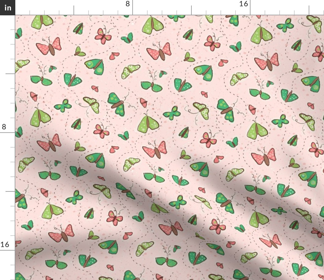 pink + green butterflies V2