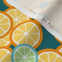 Teal Green oranges lime 