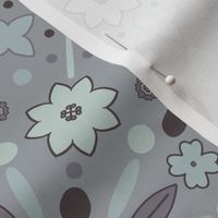 shades of Gray flowers floral Pattern 