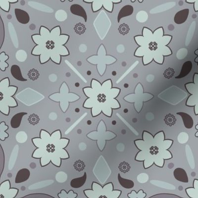 shades of Gray flowers floral Pattern 