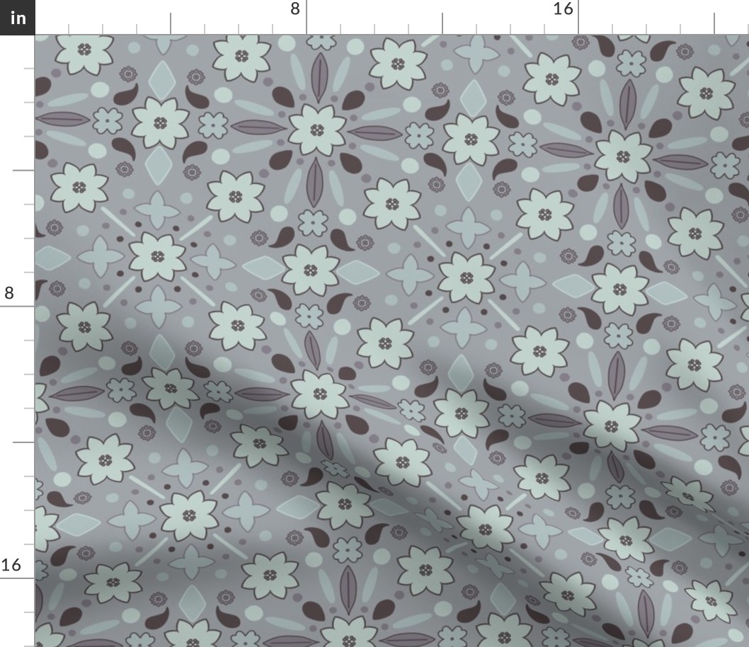 shades of Gray flowers floral Pattern 