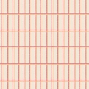 478 - Small scale through the window glass in warm neutral apricot, peach and coral - organic grid lines for kids apparel, leggings, tops, dresses and wallpaper, nursery accessories