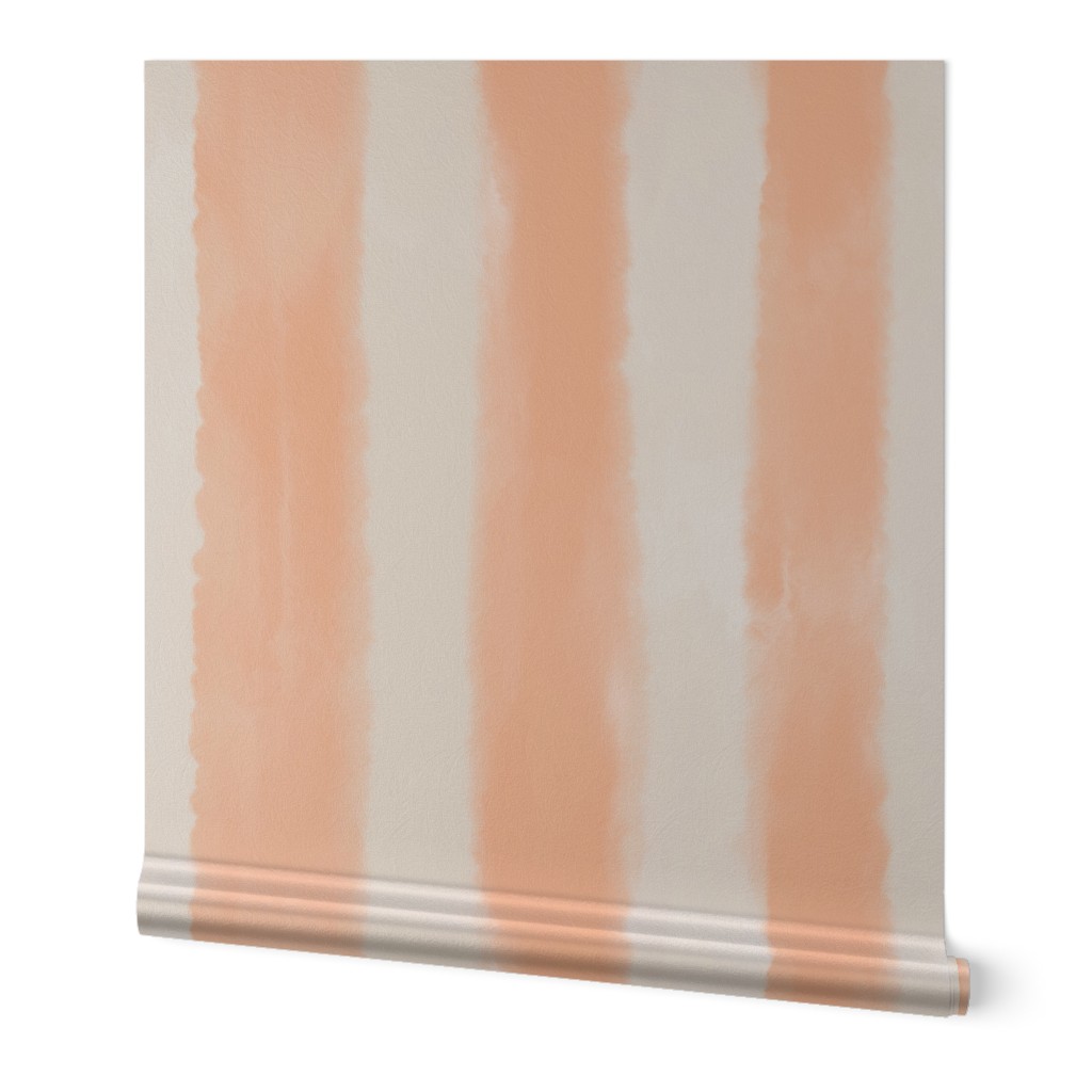 Peach fuzz and pristine cream vertical watercolor stripe for nursery