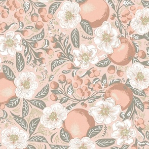 Oranges and Blossoms - country cottage blush with texture