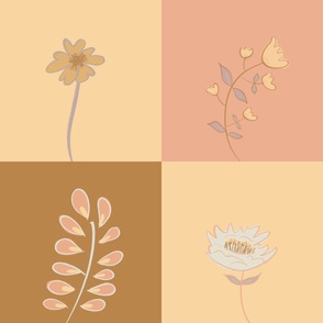 Jumbo Flowers Boho Retro Style | Pink Yellow Gold Blue