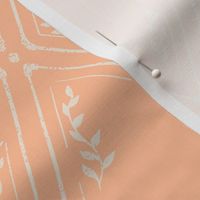 Vintage Modern Inspired Geometric with Leaves in Peach Fuzz. Pantone 2024.