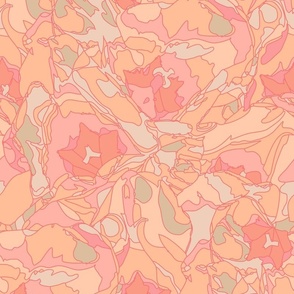 TULIP DREAMS Abstract Spring Orange Floral in Peach Fuzz - 2024 Pantone Color Of The Year - MEDIUM Scale - UnBlink Studio by Jackie Tahara