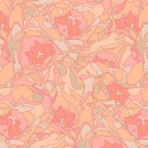 TULIP DREAMS Abstract Spring Orange Floral in Peach Fuzz - 2024 Pantone Color Of The Year - SMALL Scale - UnBlink Studio by Jackie Tahara