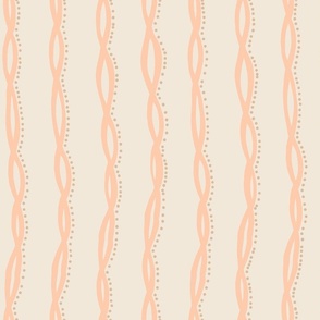 Whimsical Line of Peach Fuzz Long Ribbon with Playful Dots on Natural white