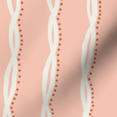 Whimsical Line of Long Ribbon with Playful Reddy Brown Dots on Light blush