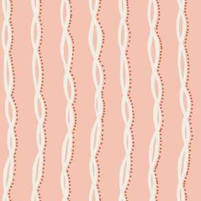 Whimsical Line of Long Ribbon with Playful Reddy Brown Dots on Light blush